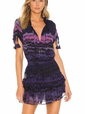 Misa Los Angeles Purple Ombre Ruffle Mini Dress